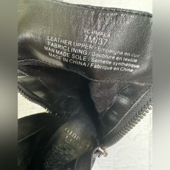VINCE CAMUTO Imala Double Zip Mid Heel Booties Leather Moto Boots Punk Black 7 - Picture 15 of 16